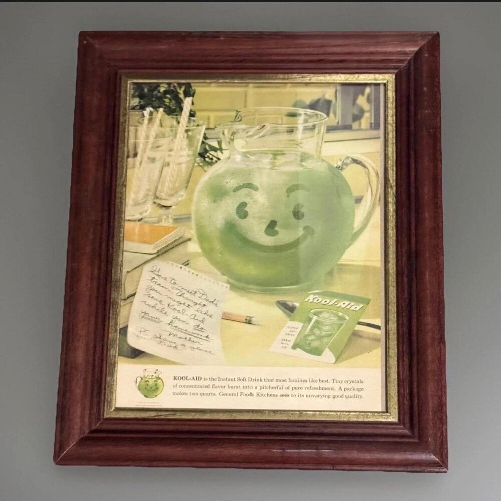 Framed Vintage 1950s Kool-Aid Magazine Advertisement Authentic Double-Sided